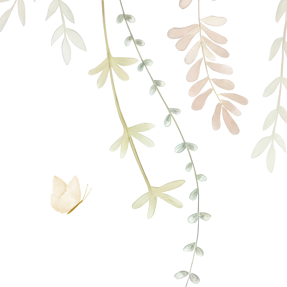 Delicate Hanging Vines & Butterfly Mural