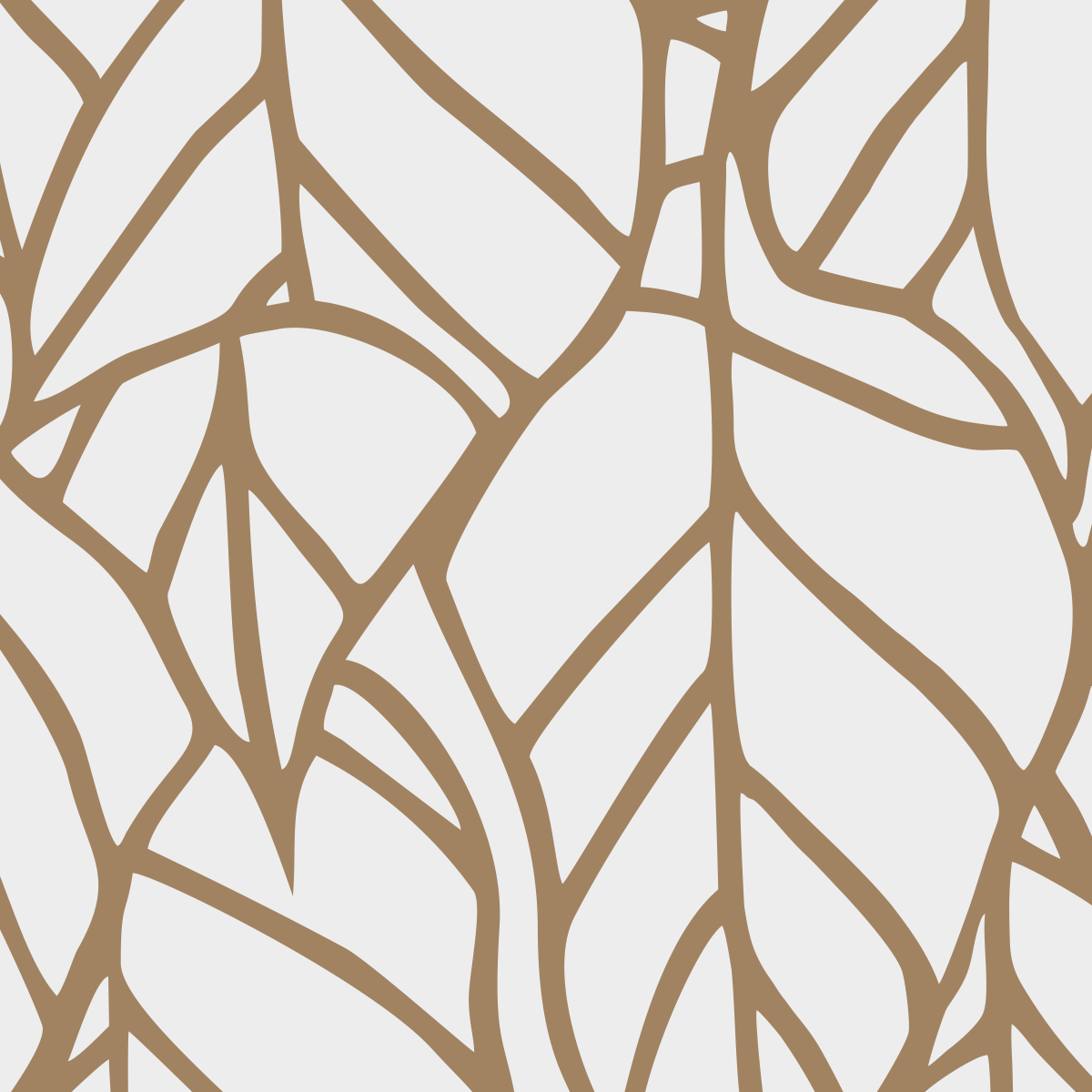 Organic Leaf Outline Pattern Mural