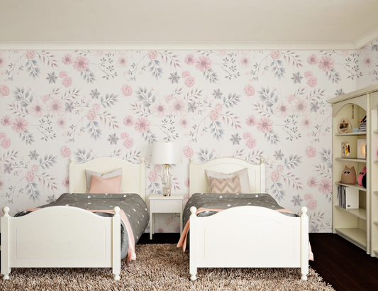 Soft Watercolor Floral Repeat Mural