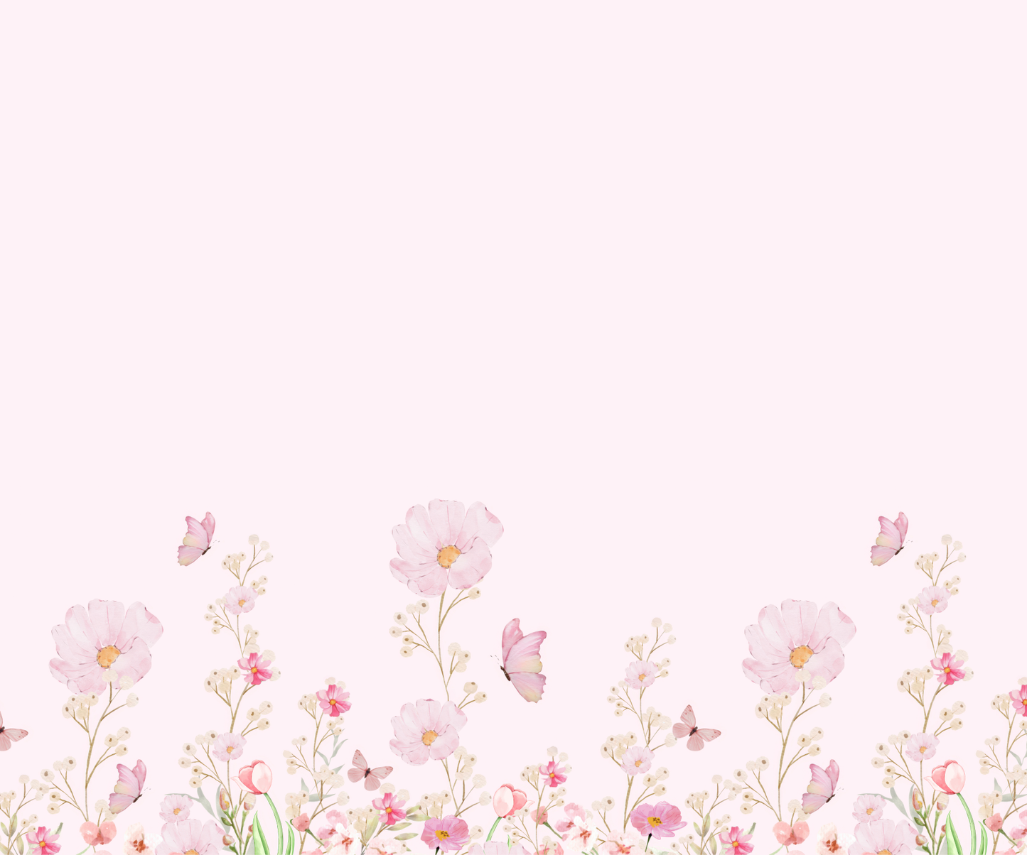 Pink Floral Meadow Border Mural