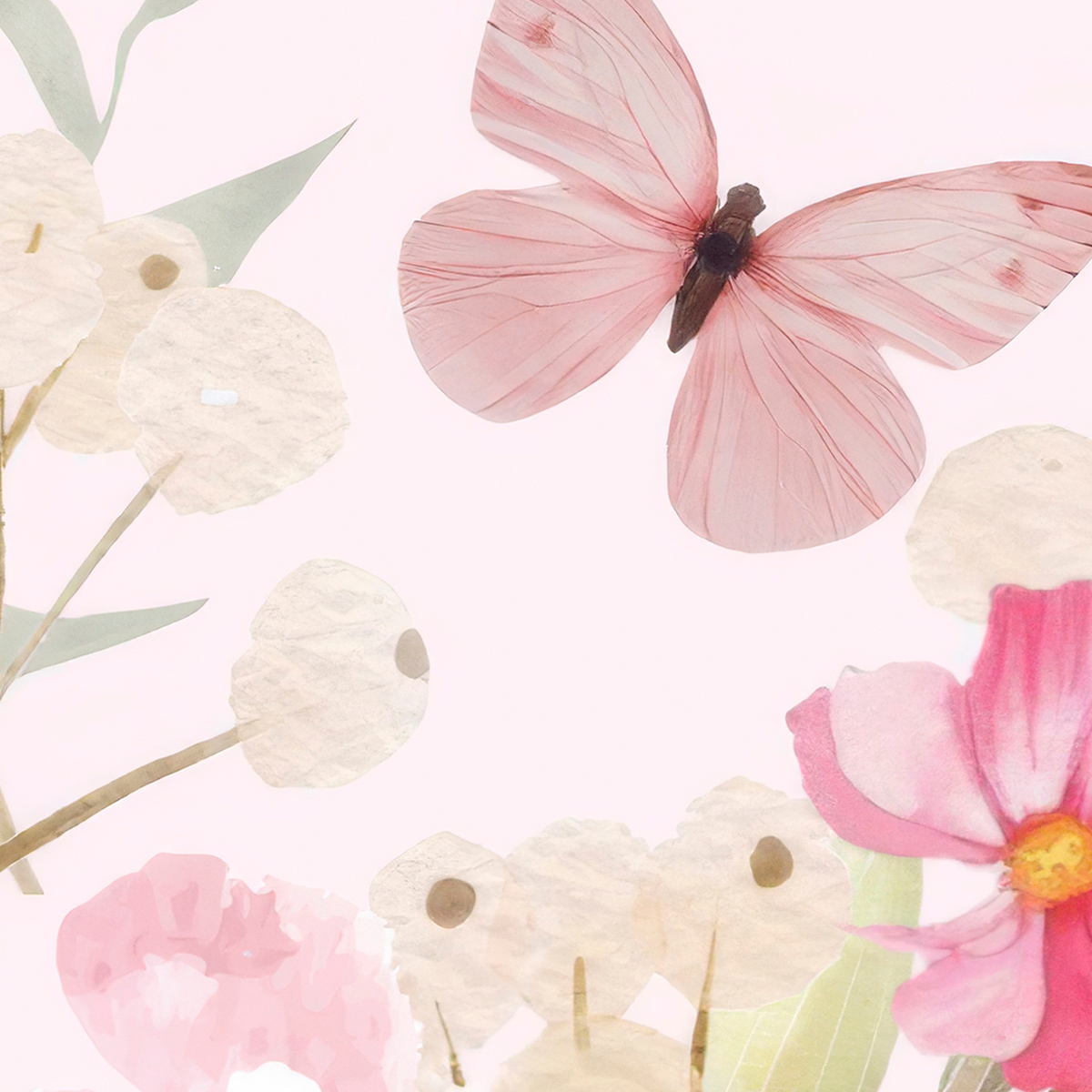 Pink Floral Meadow Border Mural