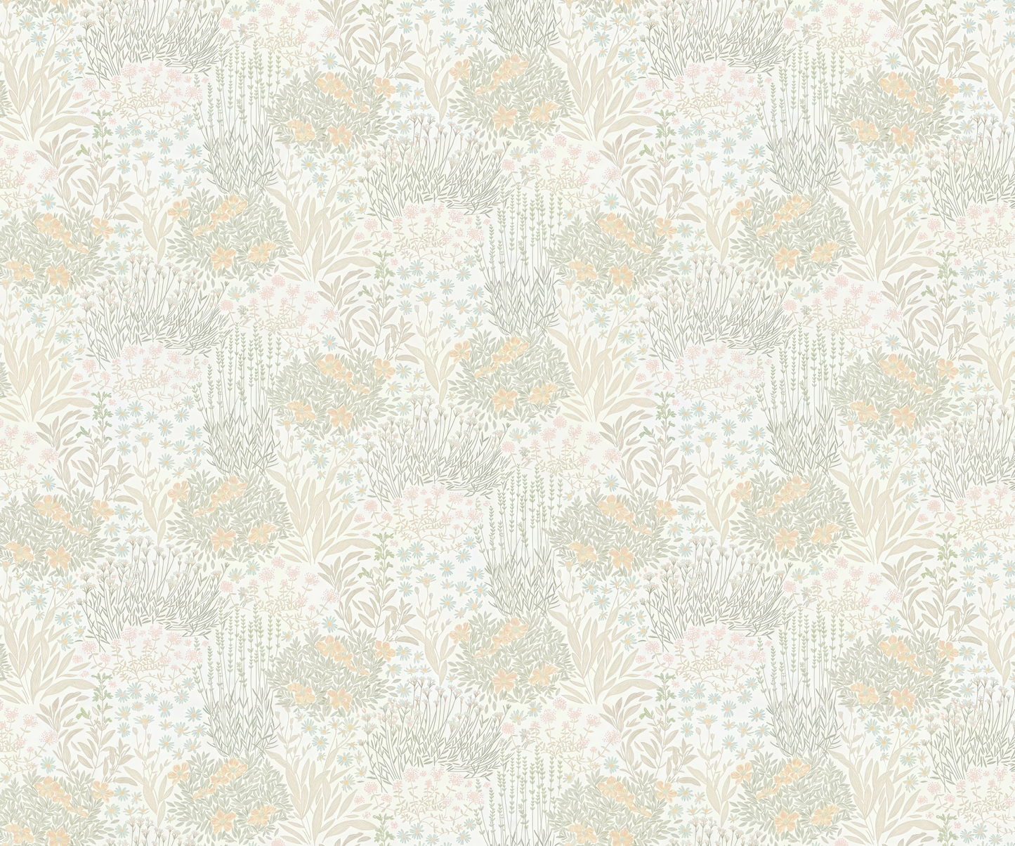 Soft Botanical Meadow Print Mural