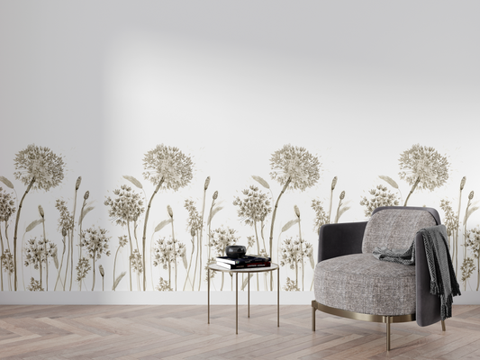 Delicate Allium Floral Border Mural