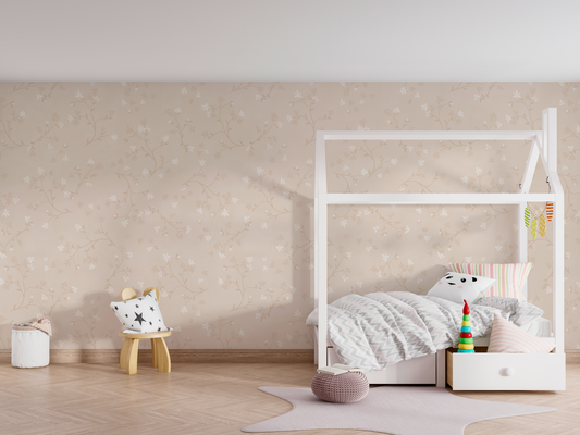 Soft Beige Tiny Floral Pattern Mural