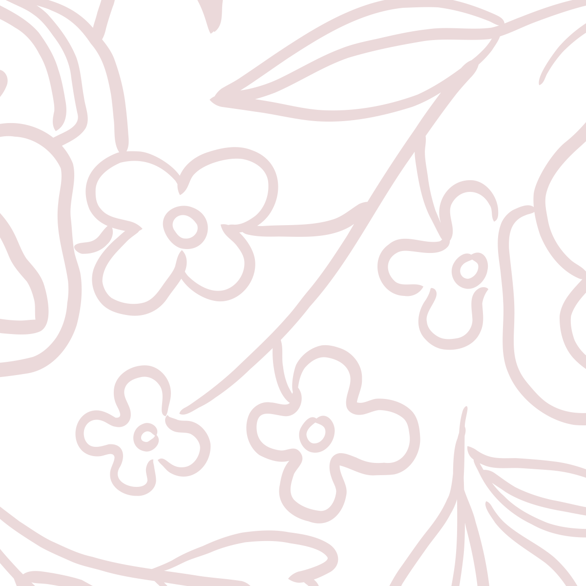 Playful Pink Floral Outline Mural