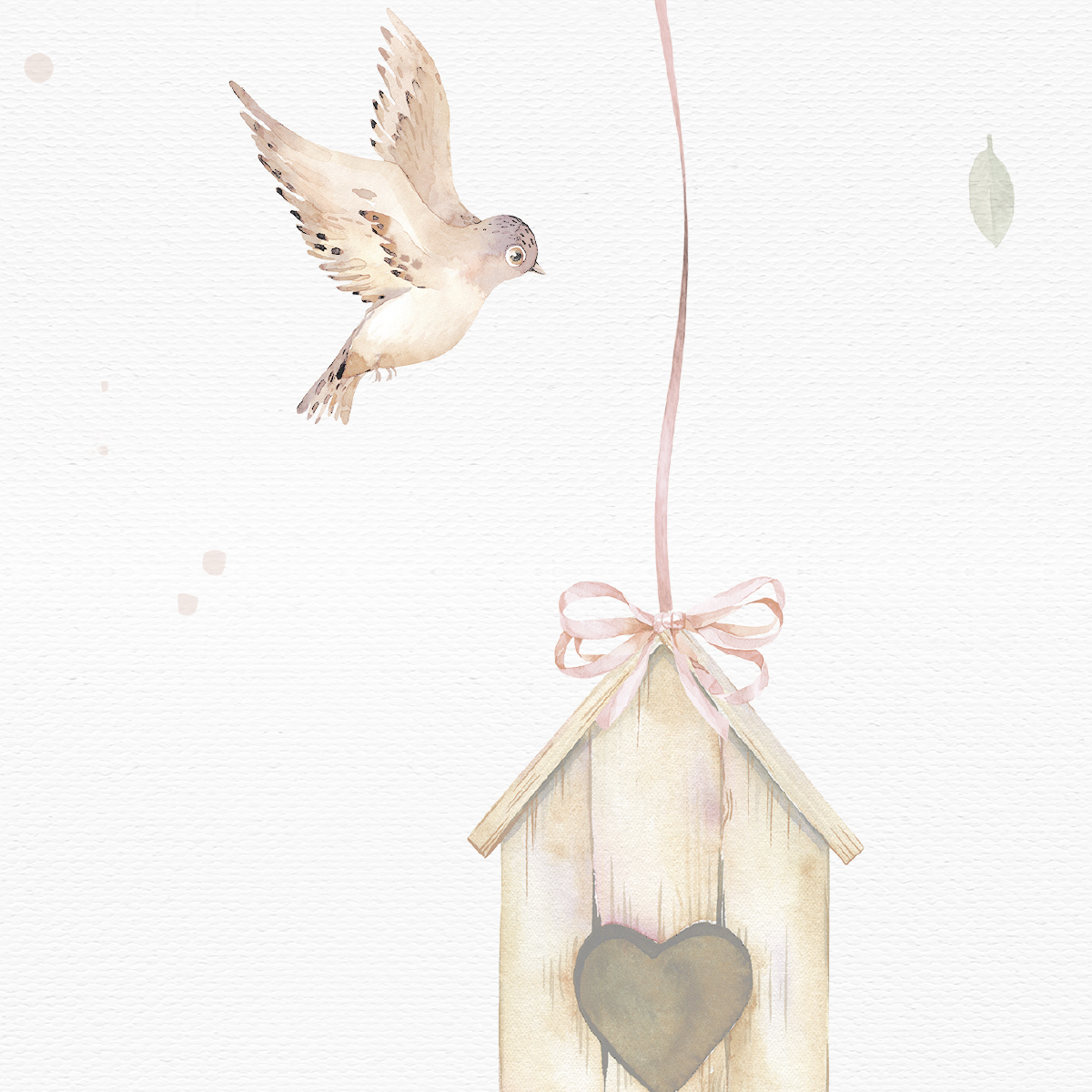 Romantic Hanging Roses & Birdhouses Mural