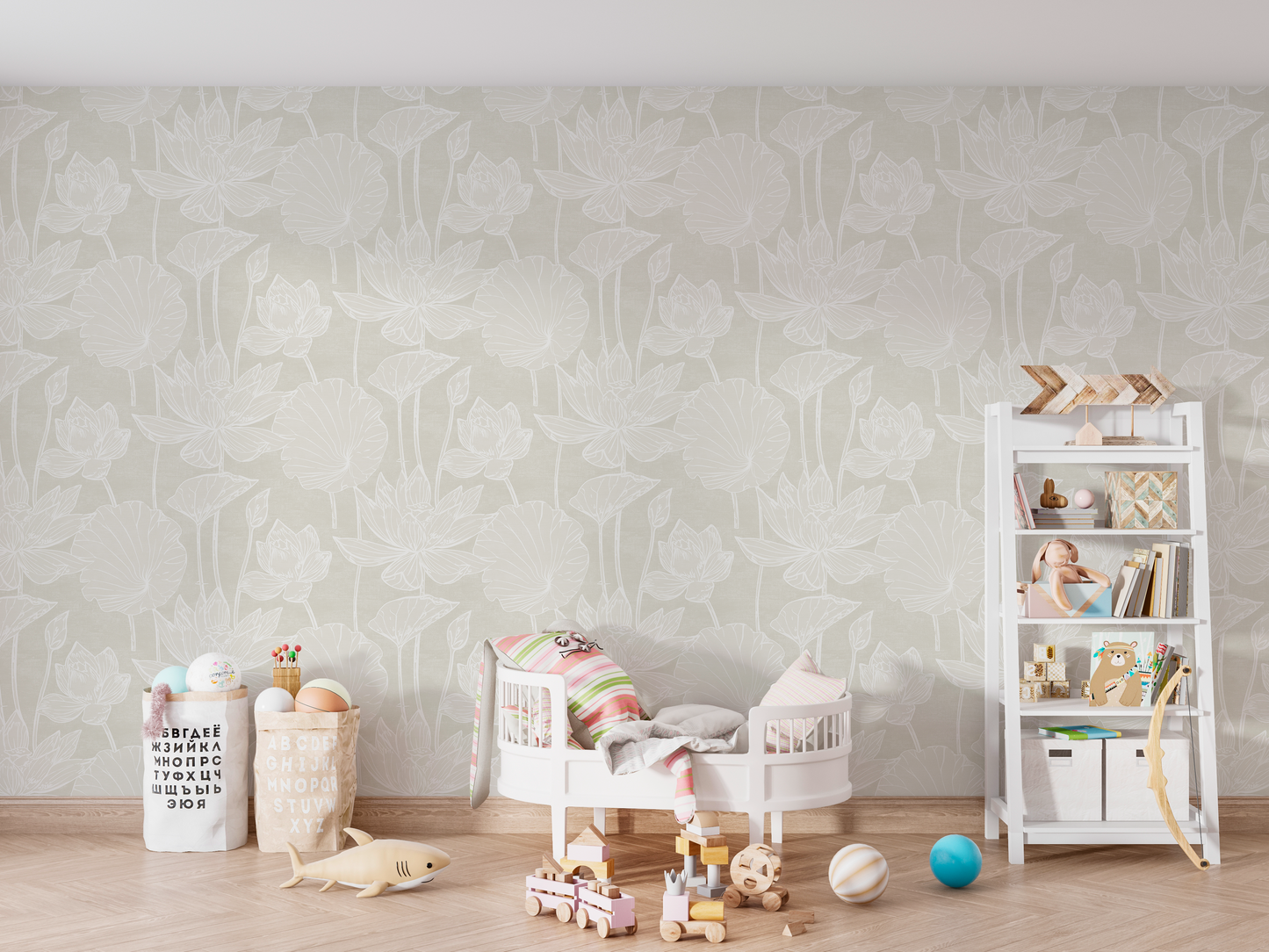 Delicate Lotus Flower Outline Mural