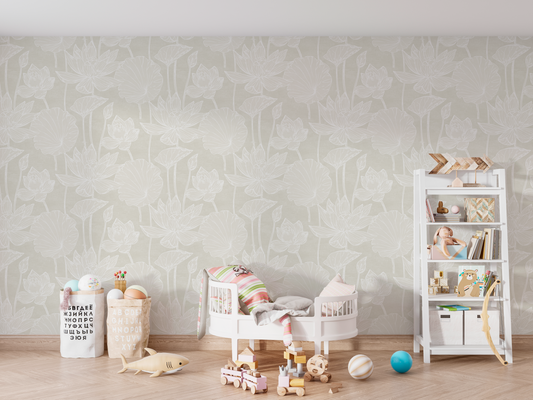 Delicate Lotus Flower Outline Mural