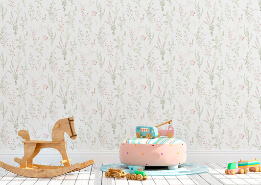 Soft Botanical Wildflower Repeat Mural