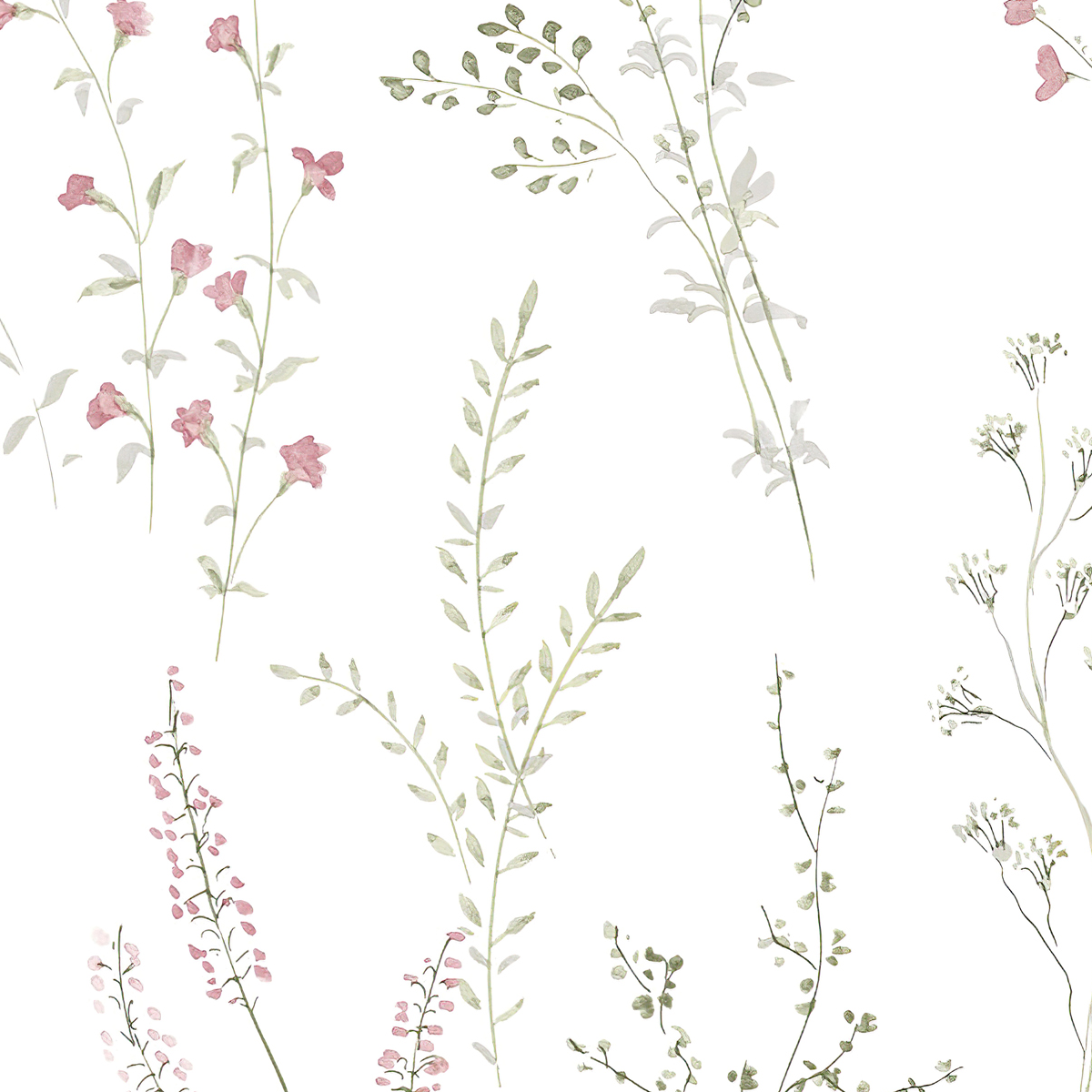 Soft Botanical Wildflower Repeat Mural