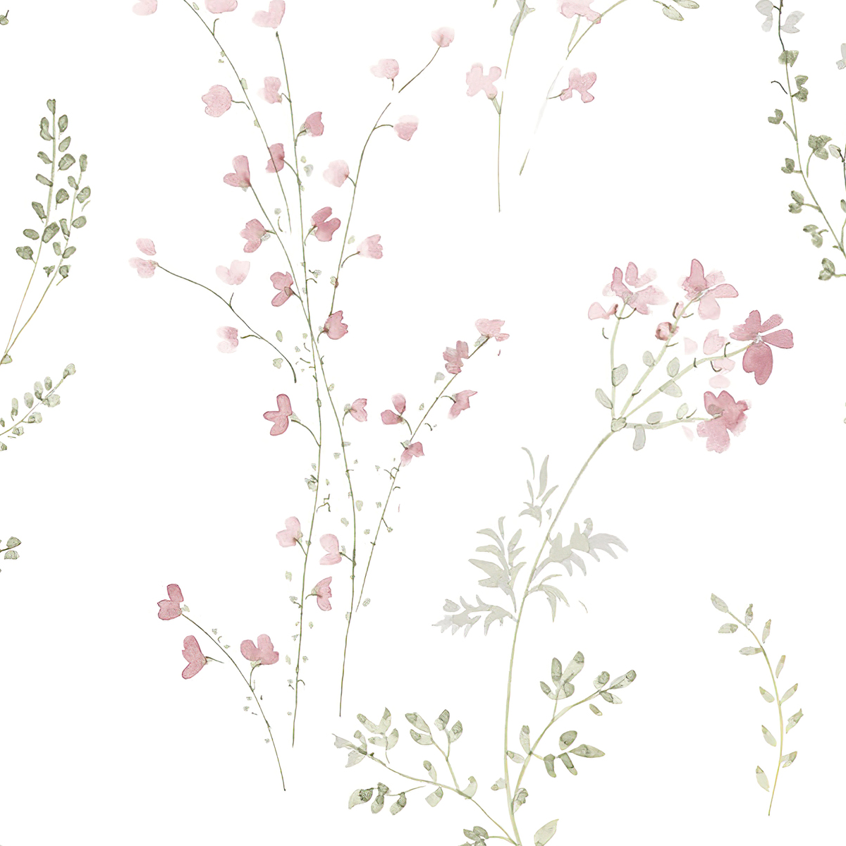 Soft Botanical Wildflower Repeat Mural