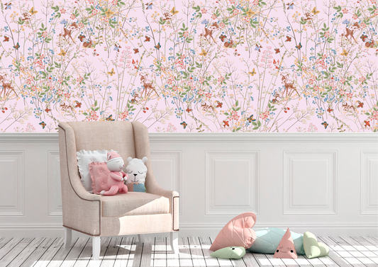 Enchanted Forest Deer & Butterfly Mural