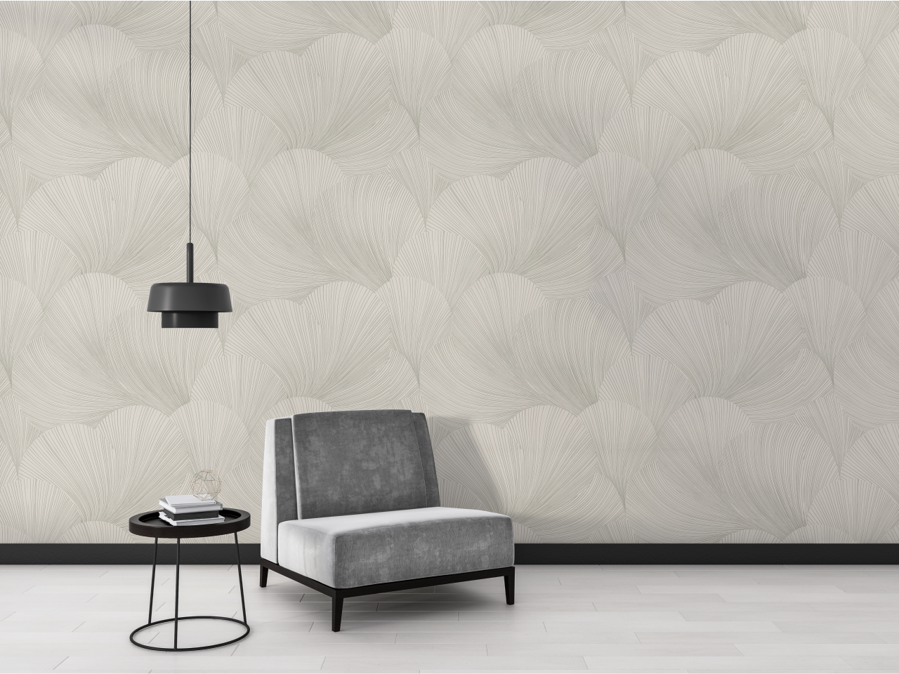 Modern Abstract Fan Pattern Mural