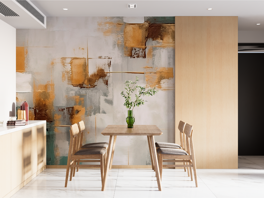 Modern Abstract Gold & Teal Palette Mural