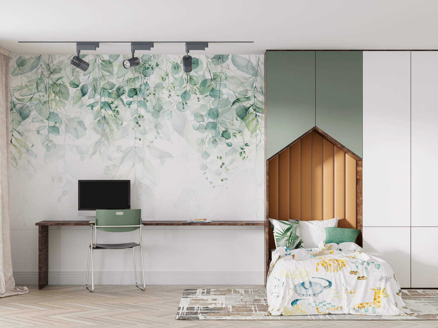 Abstract Watercolor Wildflower Mural Wallpaper - Bold Colors