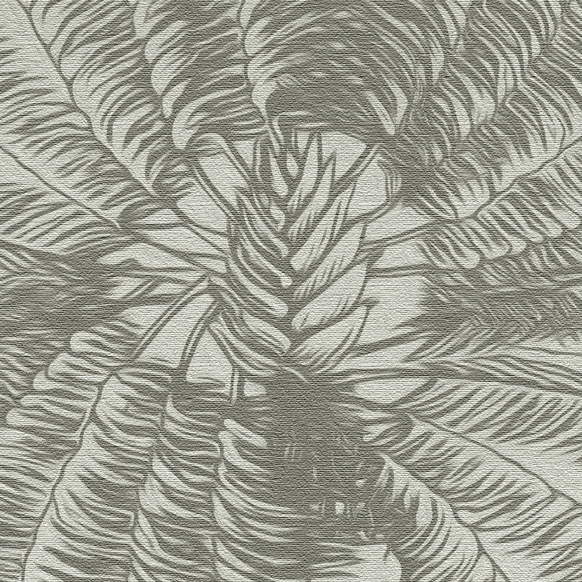 Monochromatic Tropical Foliage Mural Wallpaper - Light Gray Texture