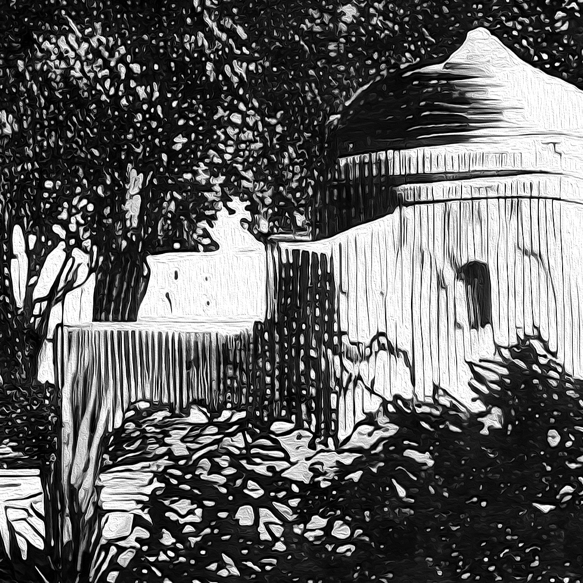 Classic Landscape Mural Wallpaper with Trees - Monochromatic Sage Gray