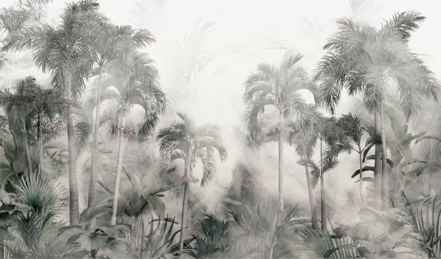 Vintage Palm Tree Engraving Mural Wallpaper - Black and White