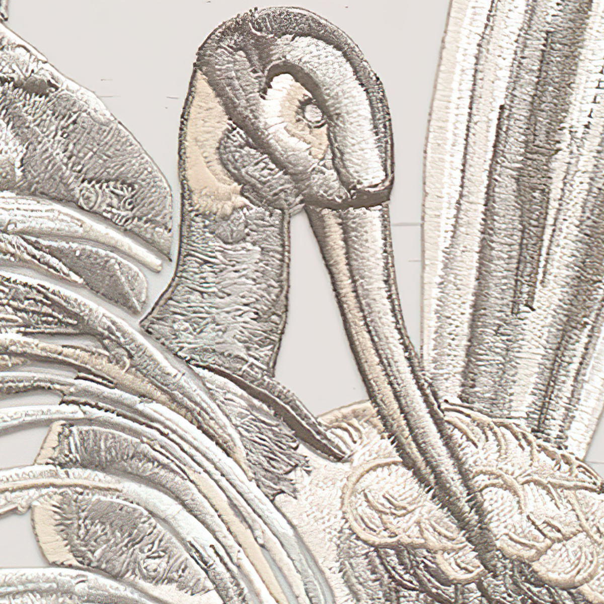 Detailed Tropical Foliage Mural Wallpaper - Monochromatic Line Drawing