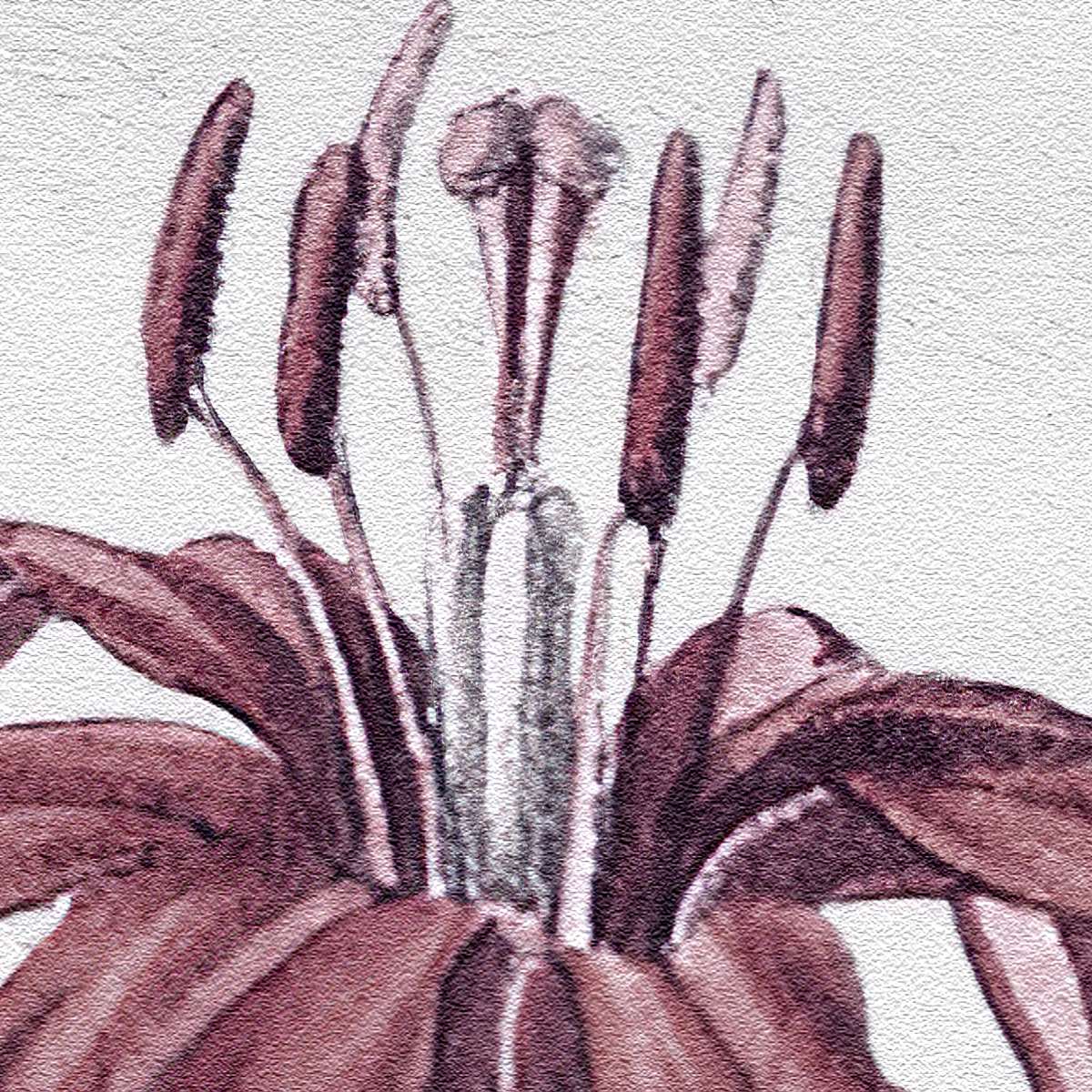 Deep Blue and Burgundy Tropical Garden Mural with Birds