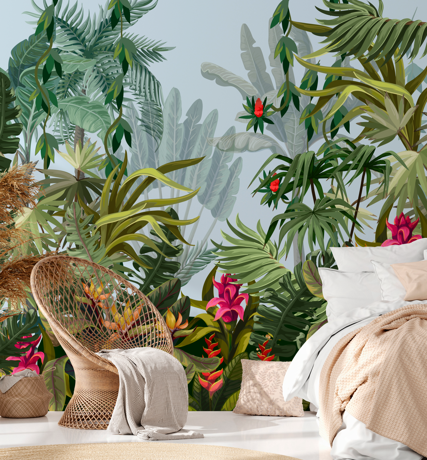 Lush Tropical Jungle Landscape Mural