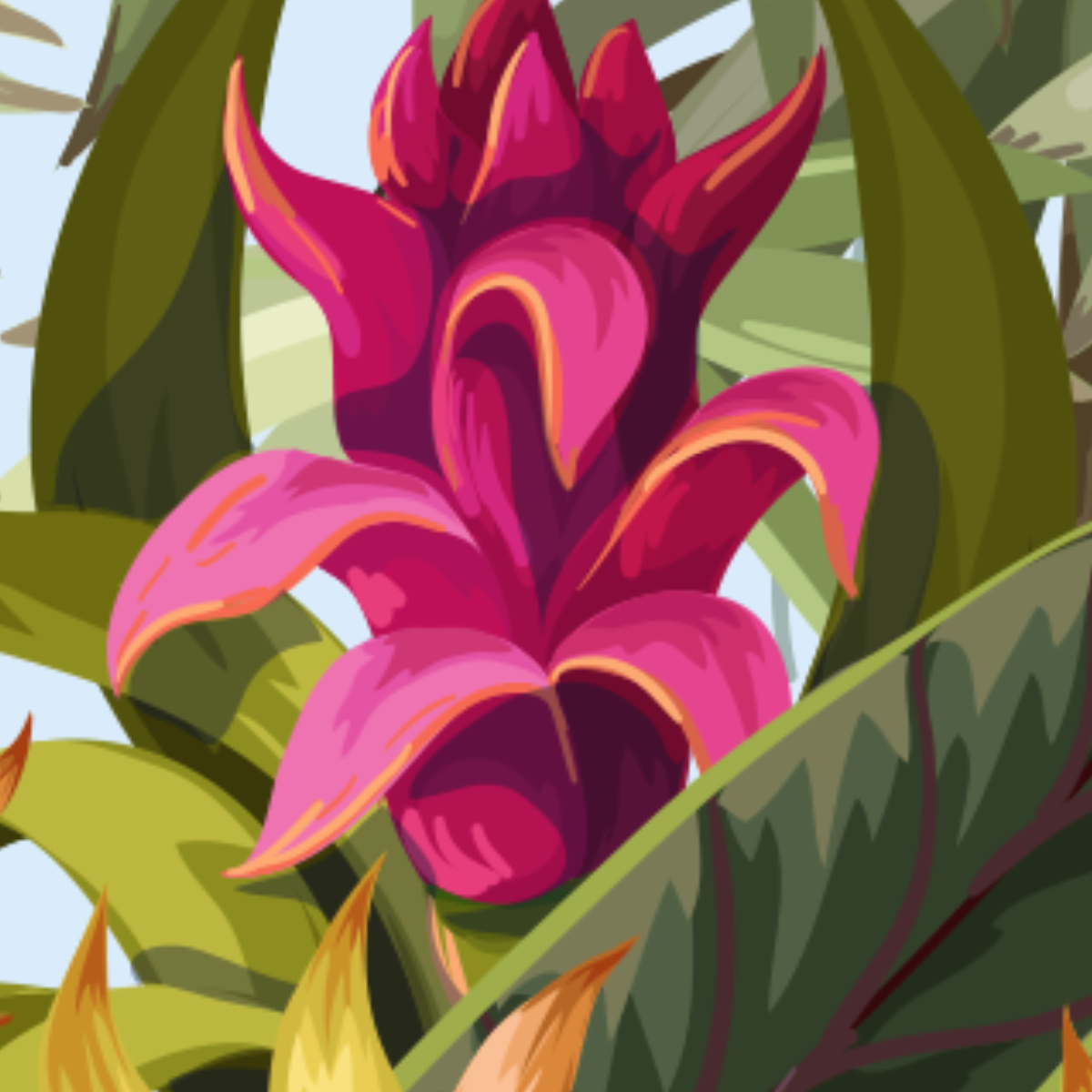 Lush Tropical Jungle Landscape Mural