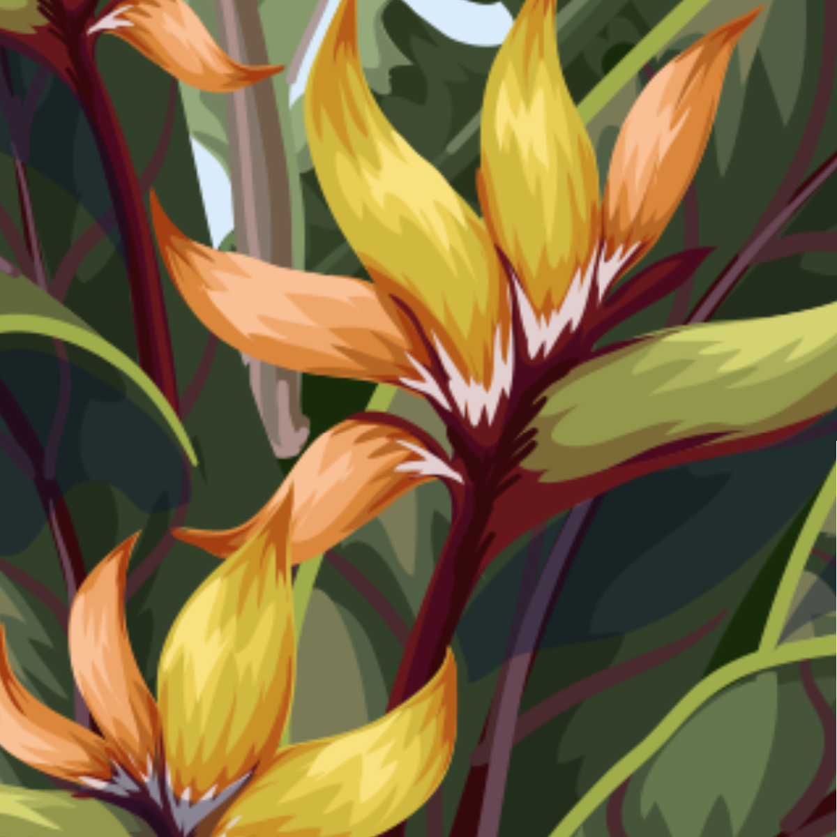 Lush Tropical Jungle Landscape Mural