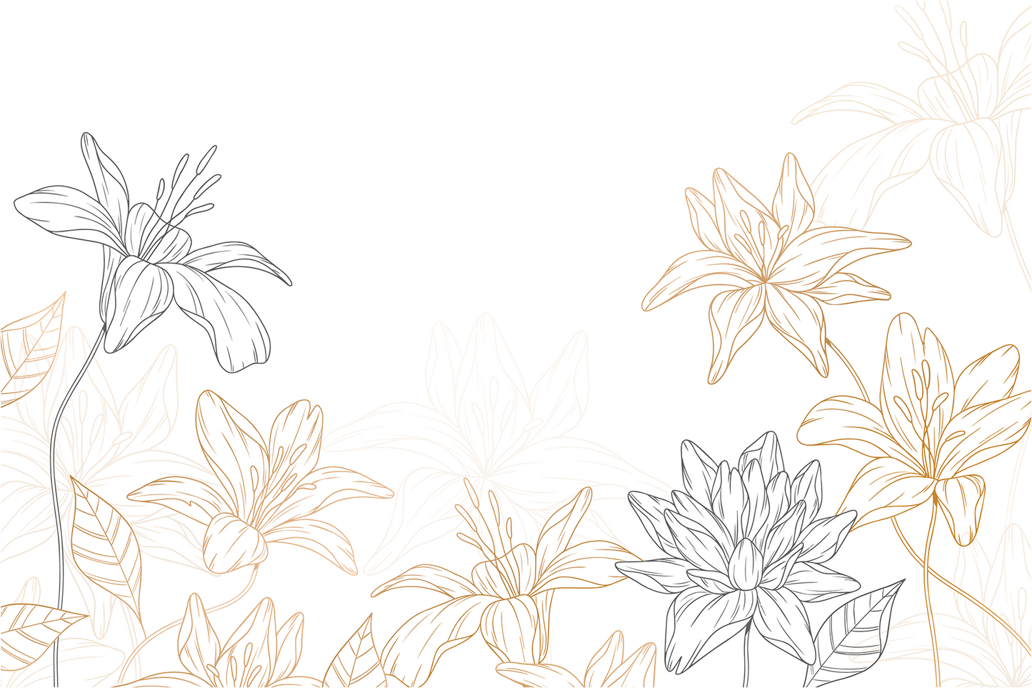 Line Art Floral Mural Wallpaper