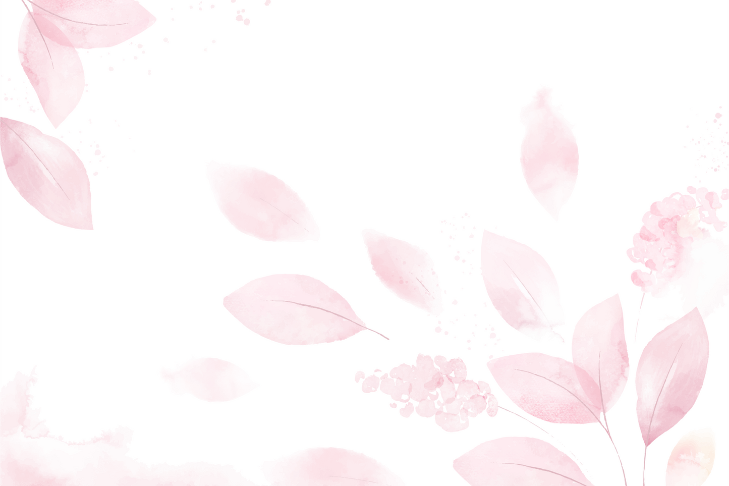 Pale Pink Watercolor Leaves Mural Wallpaper