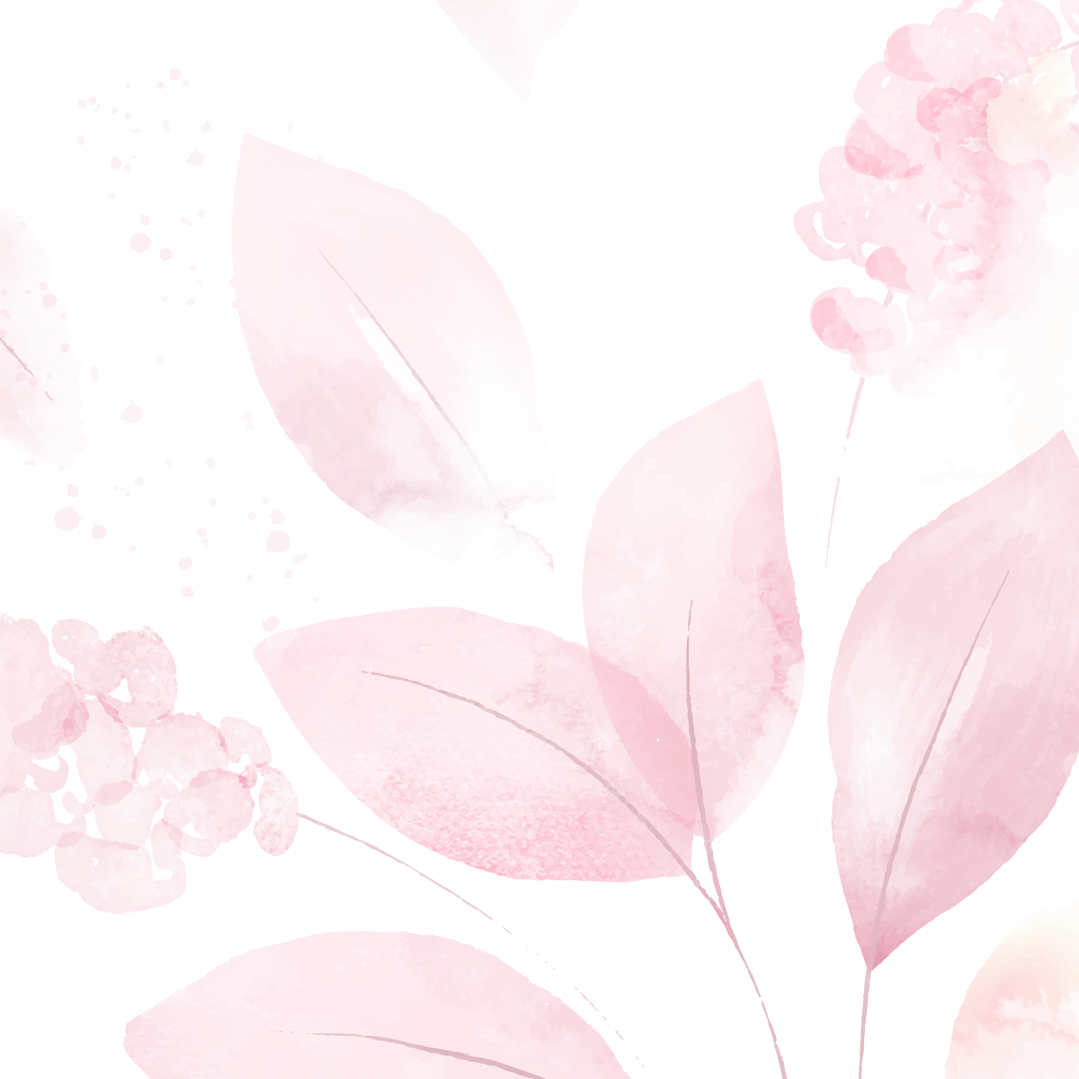 Pale Pink Watercolor Leaves Mural Wallpaper