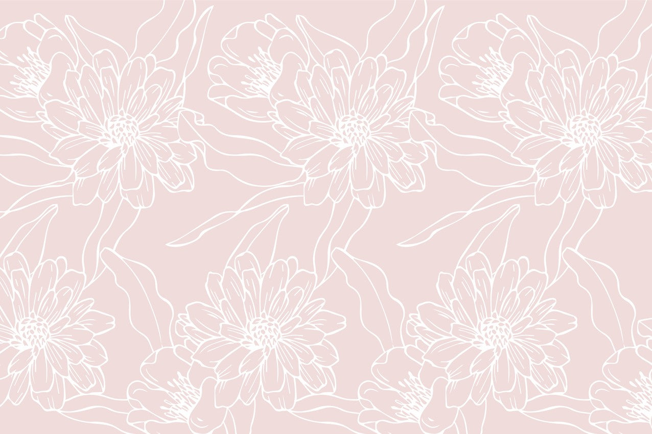 Pink Mural with White Flowers