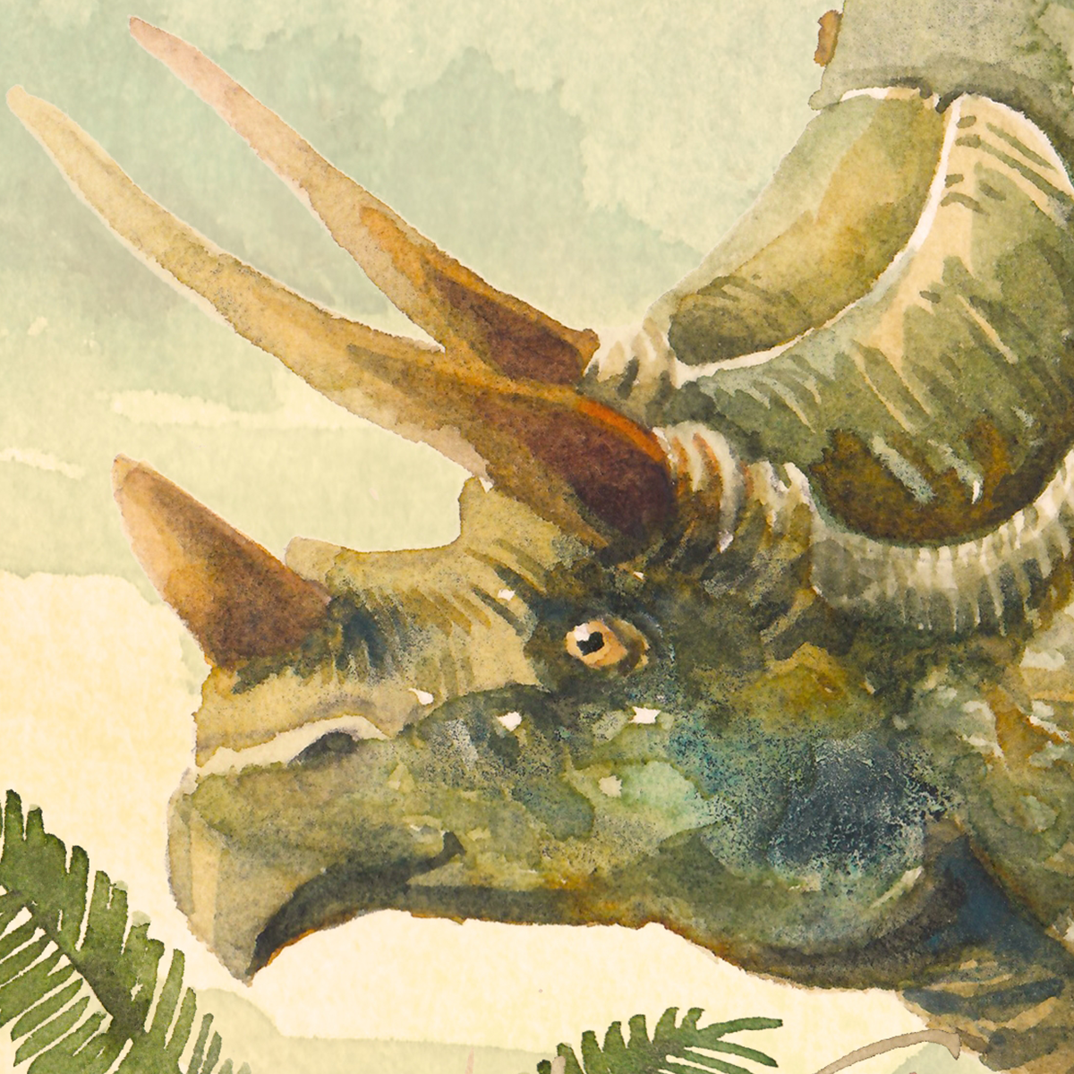 Watercolor Jurassic Dinosaur Mural Wallpaper - Kids Room