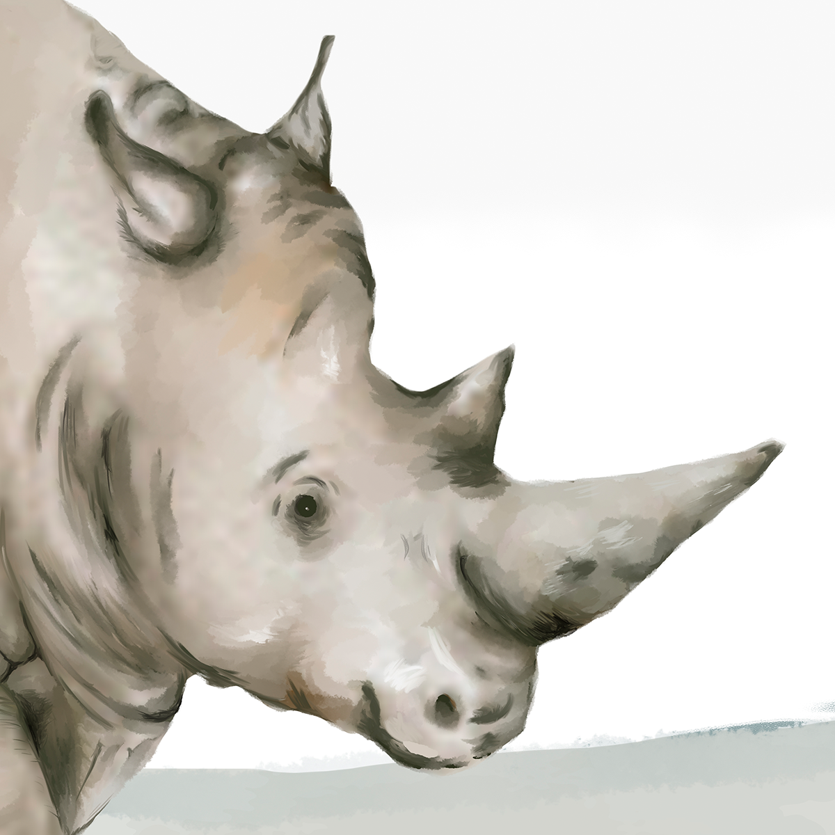 Neutral Kids Safari Mural Wallpaper - Giraffe, Rhino, and Elephant