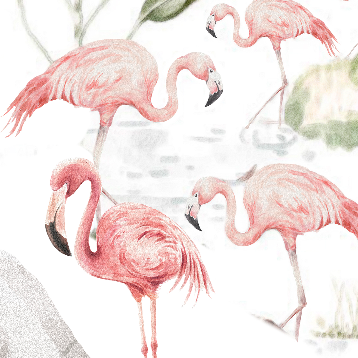 Lush Safari Mural Wallpaper - Giraffe, Leopard, and Elephant Watercolor Kids