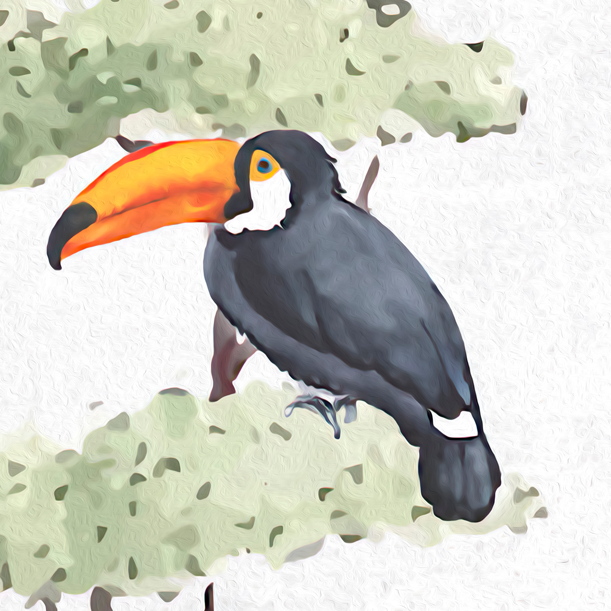 Safari Mural Wallpaper with Giraffe and Tiger - Watercolor on Gray Texture