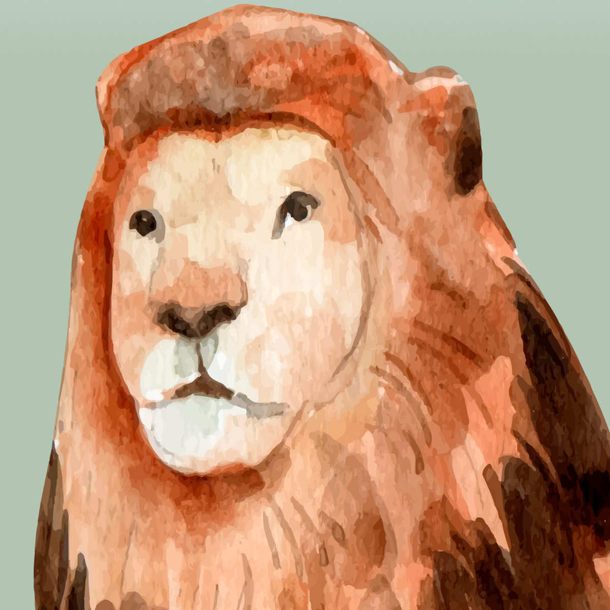 Lush Safari Mural Wallpaper with Lion, Giraffe, and Elephant - Kids Watercolor