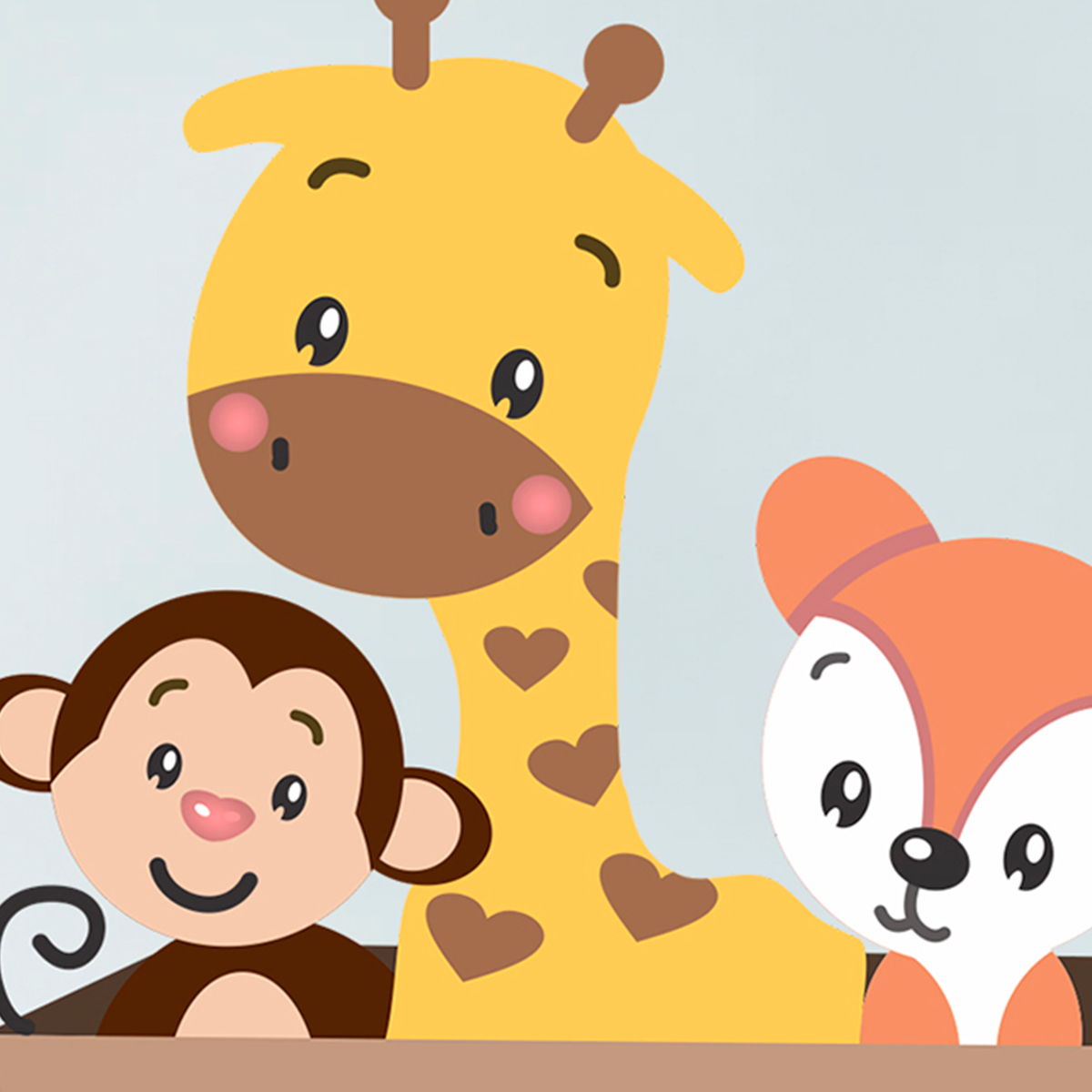 Safari Air Train Mural Wallpaper - Giraffe, Lion, and Hot Air Balloons Kids