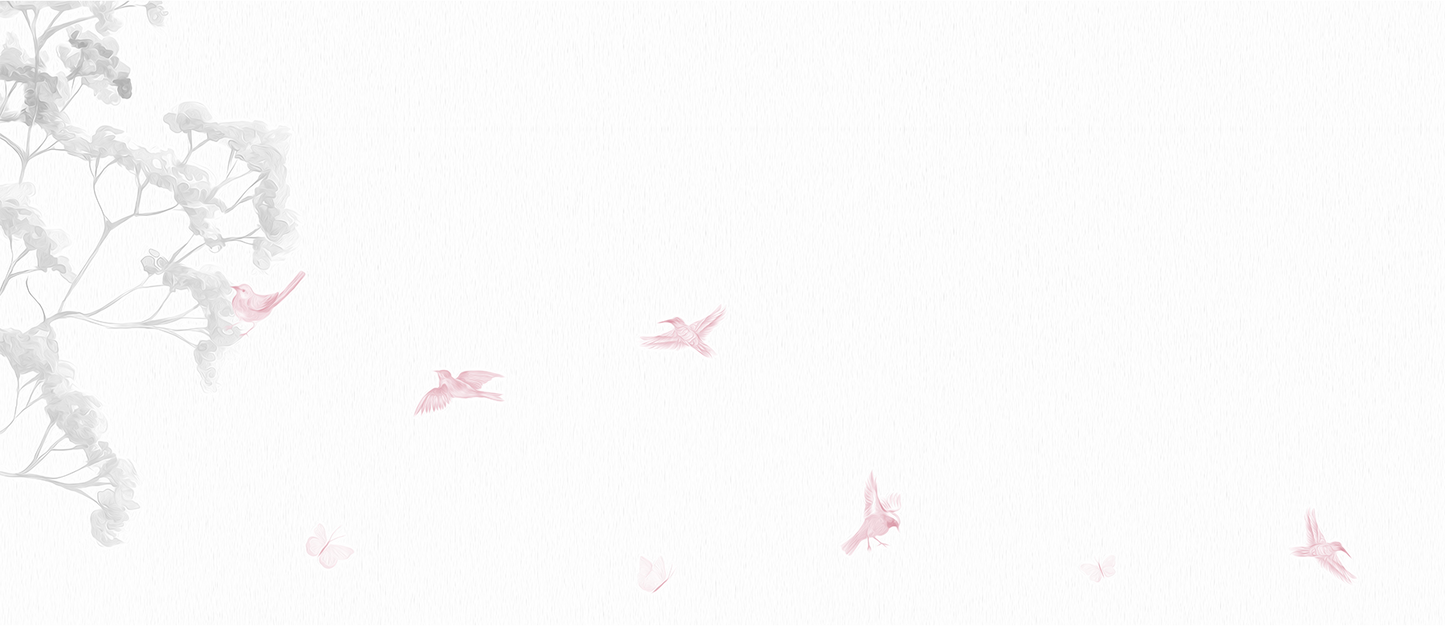 Minimalist Flying Birds Mural Wallpaper - Gray and Pastel Pink