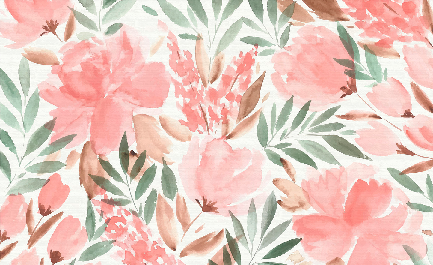 Watercolor Peony & Botanical Full Coverage Mural