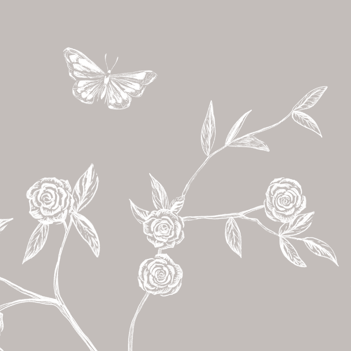 Elegant Monochrome Tree of Life and Birds Mural