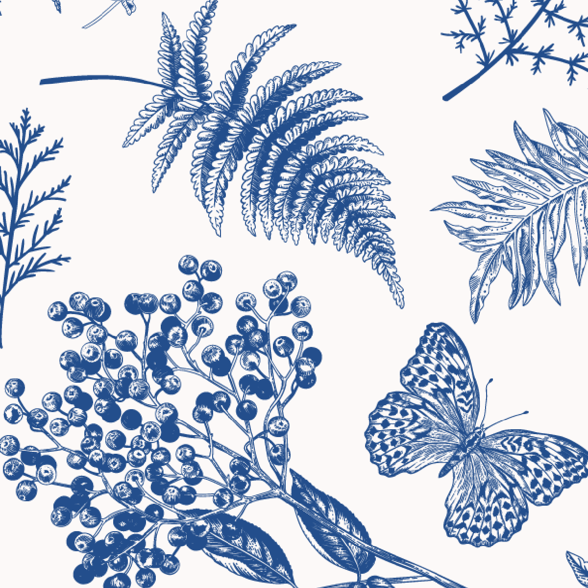 Blue Botanical Toile