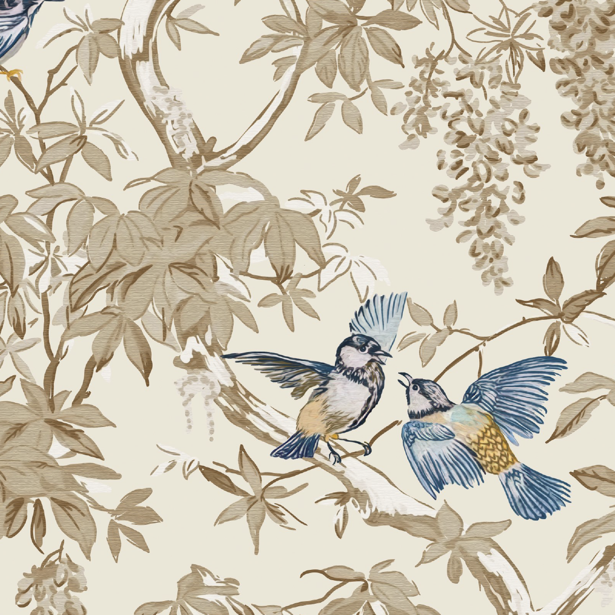 Vintage Songbird Toile Mural