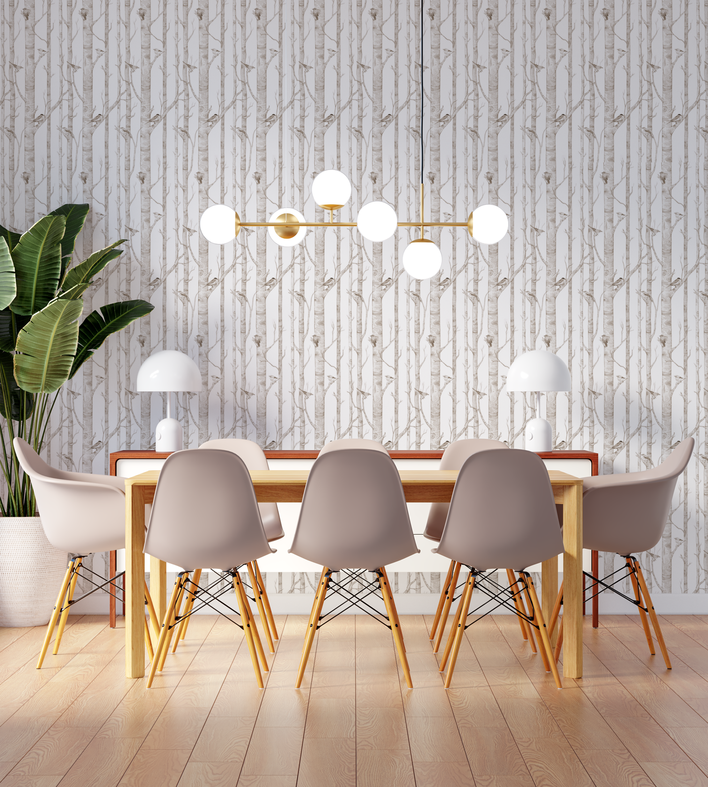 Minimal Birch Forest Mural