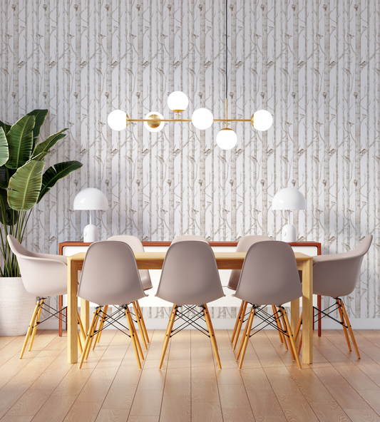 Minimal Birch Forest Mural