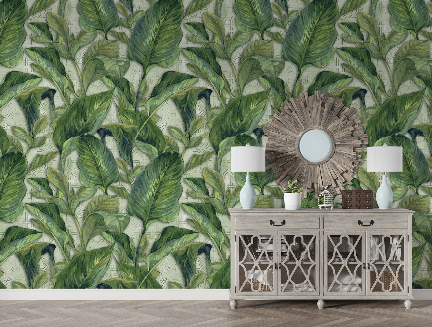 Lush Tropical Foliage Mural