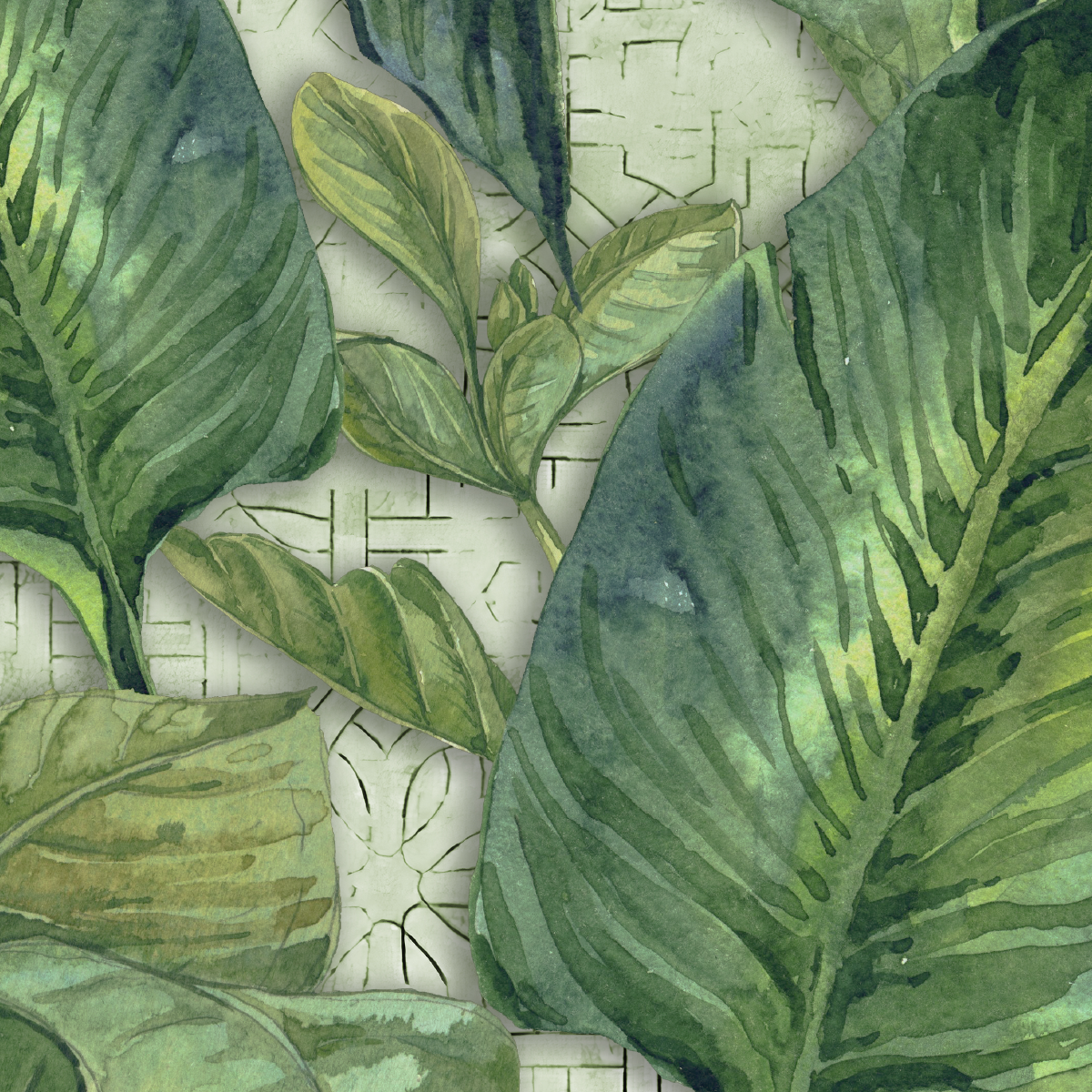 Lush Tropical Foliage Mural