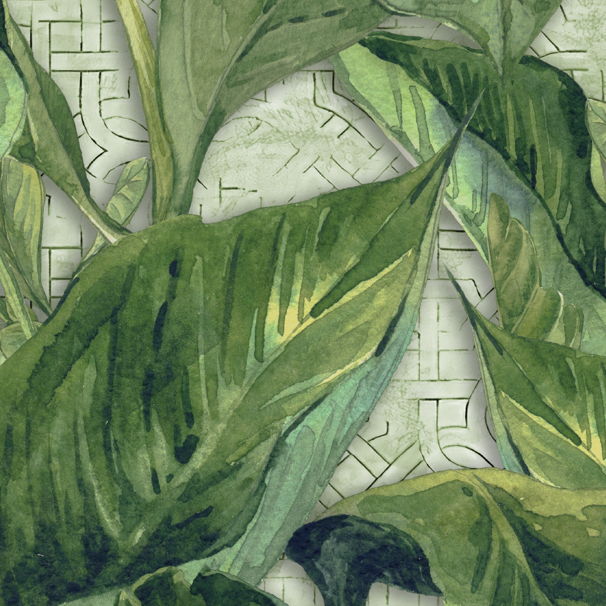 Lush Tropical Foliage Mural