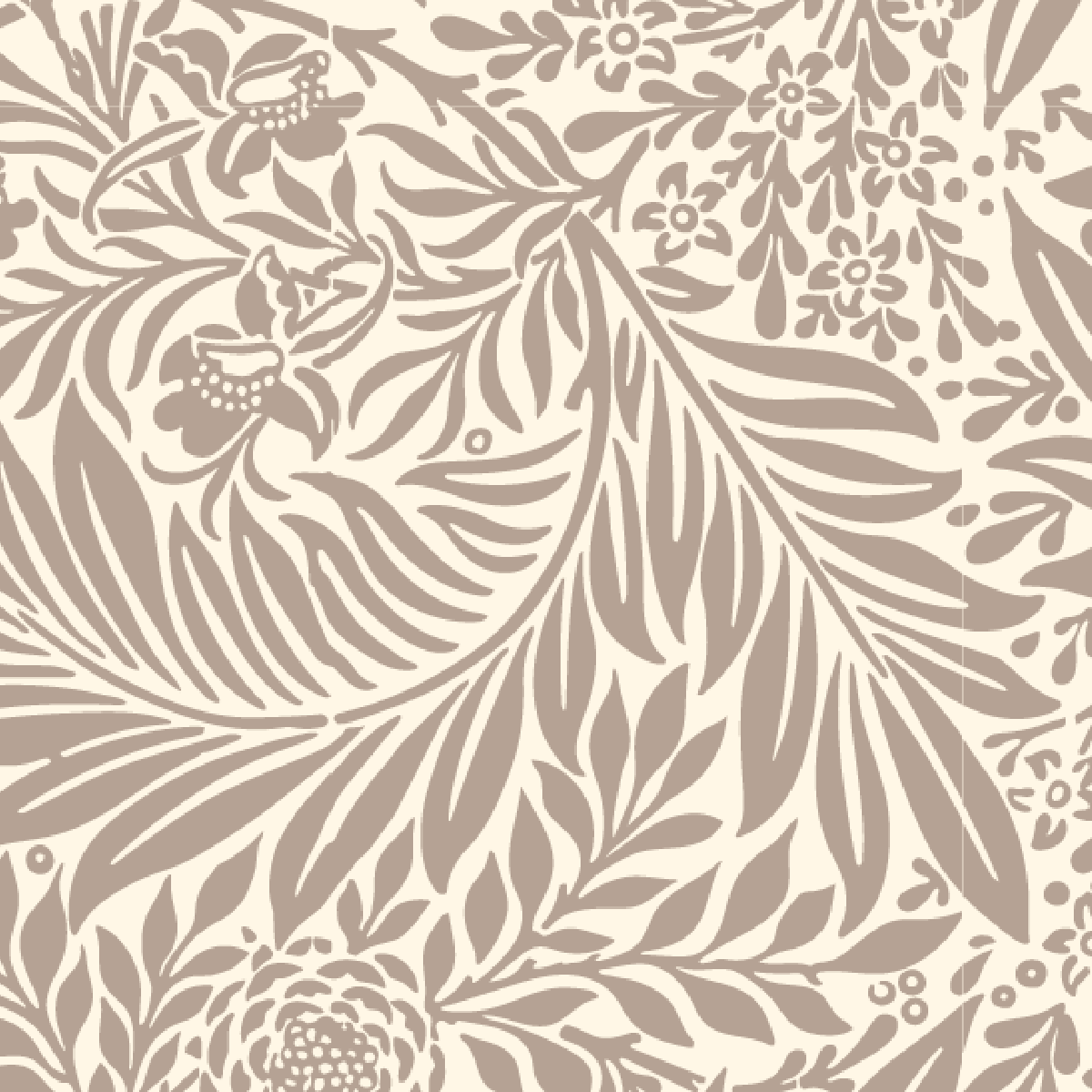 Taupe Botanical Line Art Mural