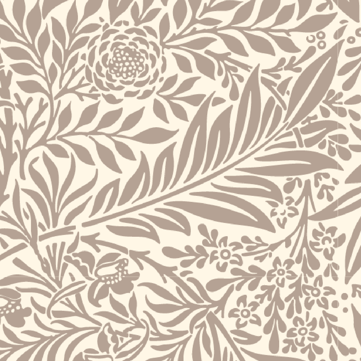 Taupe Botanical Line Art Mural