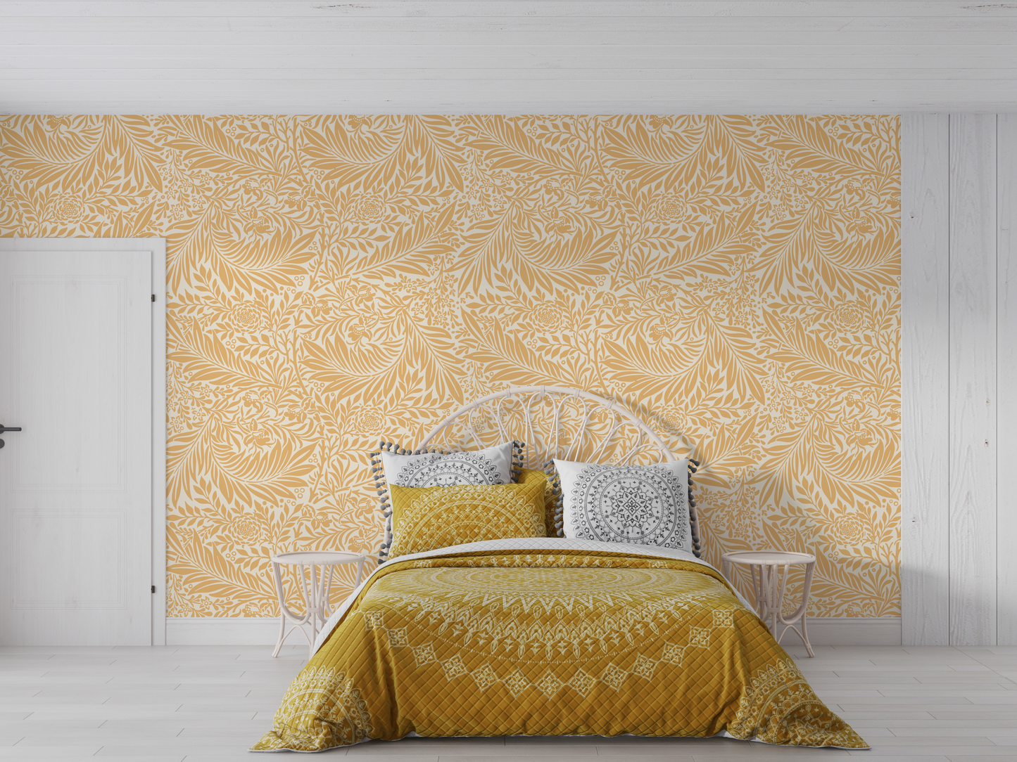 Golden Botanical Line Art Mural